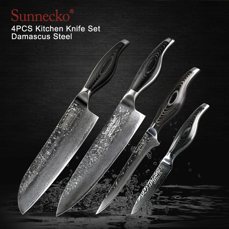 SUNNECKO дамасский шеф повар Santoku обвалочный нож японский VG10 стальные лезвия