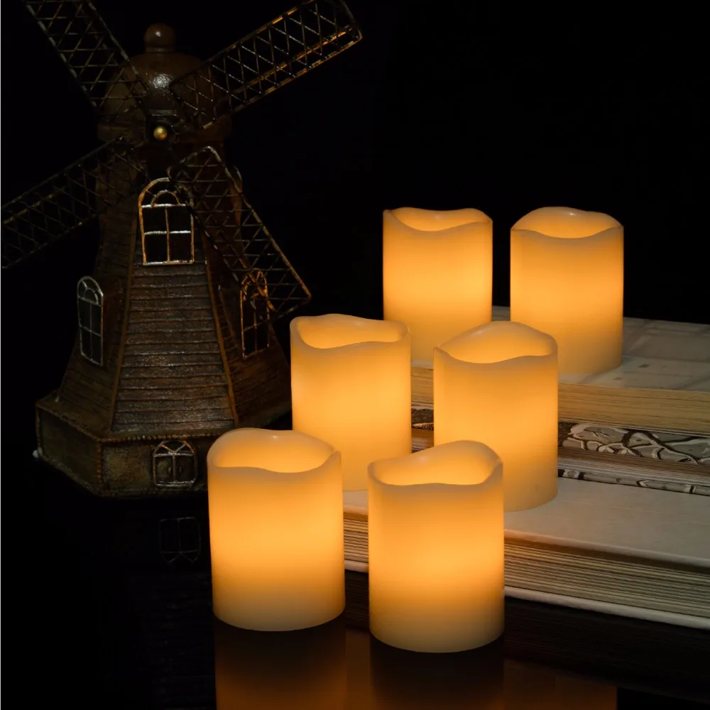 Kohree 6 упаковок настоящие огни Светодиодная свеча из парафина, на батарейках встроенный таймер беспламенные Свечи для свадебного