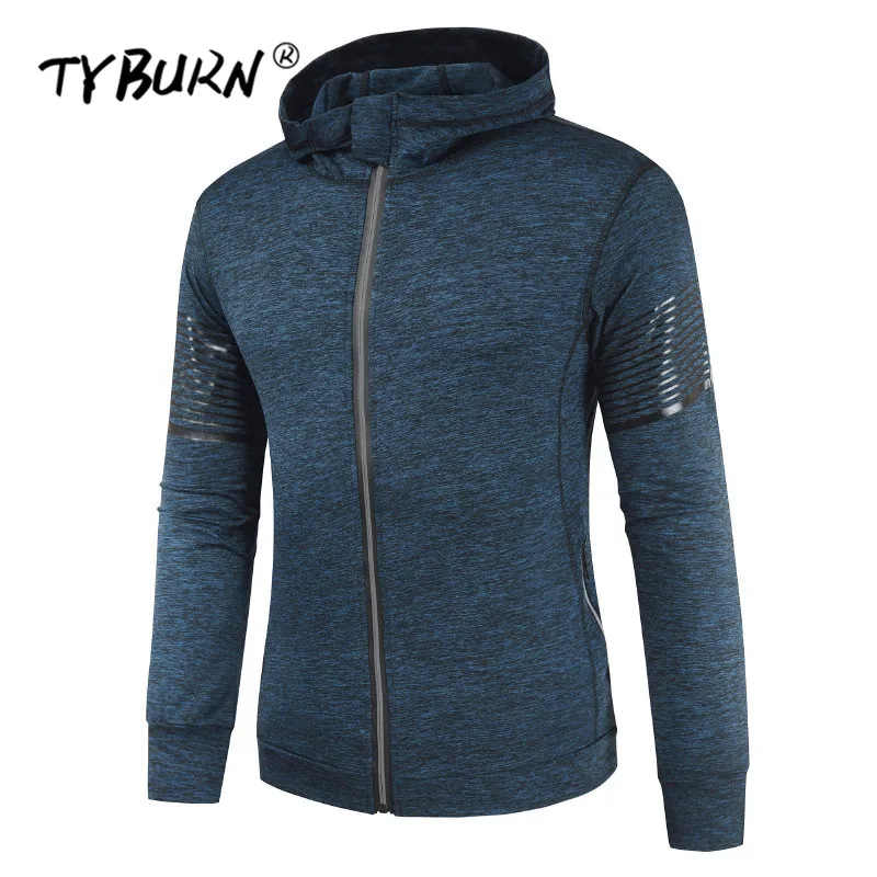

TYBURN New 2019 Men Sports Casual Wear Zipper Fashion Tide Jacquard Fleece Jacket Fall Sweatshirts Autumn Spring Coat