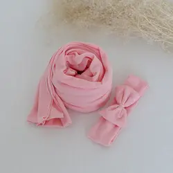 5 компл./лот головная повязка для новорожденных и обертывание набор розовый ребенок девочка Tieback фото реквизит новорожденный текстура
