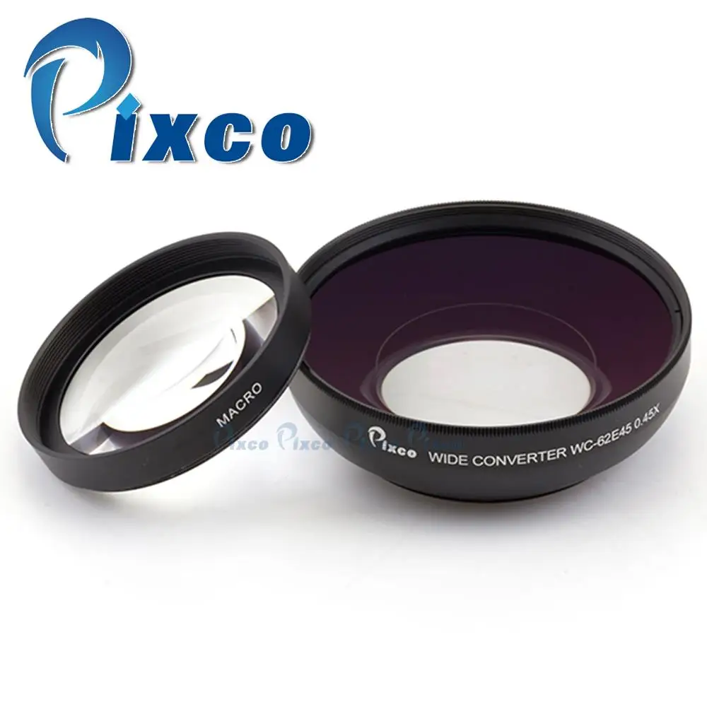 Pixco Professional 62mm 0.45X Wide Angle Lens & Macro Conversion Lens work For Canon Camera 62mm Filter Thread