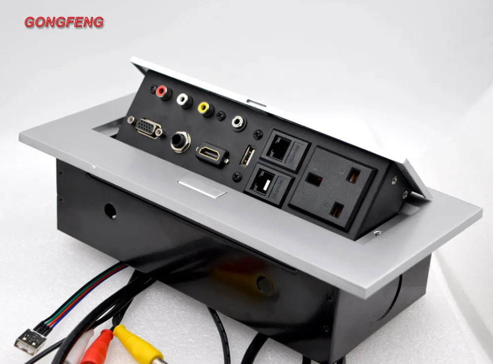 Горячая Распродажа K518 Великобритания мультимедийный настольный HDMI AV VGA Соединительная коробка офисная Конференц-стол Розетка специальная