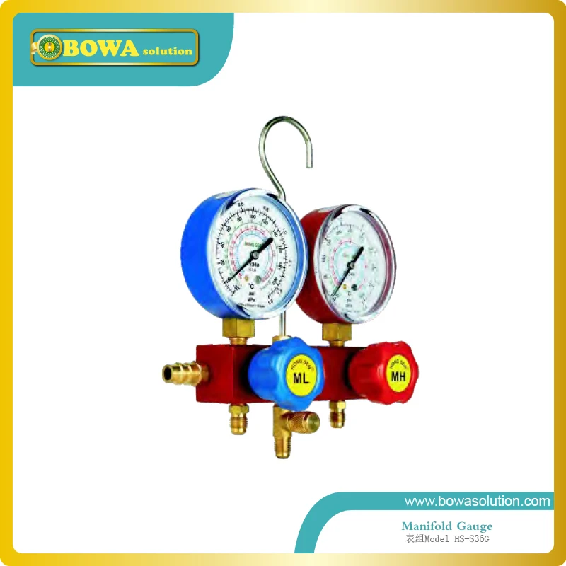 

R134a R22, R407C and R404a manifold Gauge set with aluminium alloy valve body and imported hose