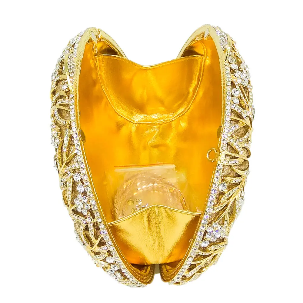 Бутик De FGG элегантный ослепительный женский кошелек с золотыми кристаллами Вечерний Клатч свадебная сумочка с цветами свадебные вечерние металлические клатчи