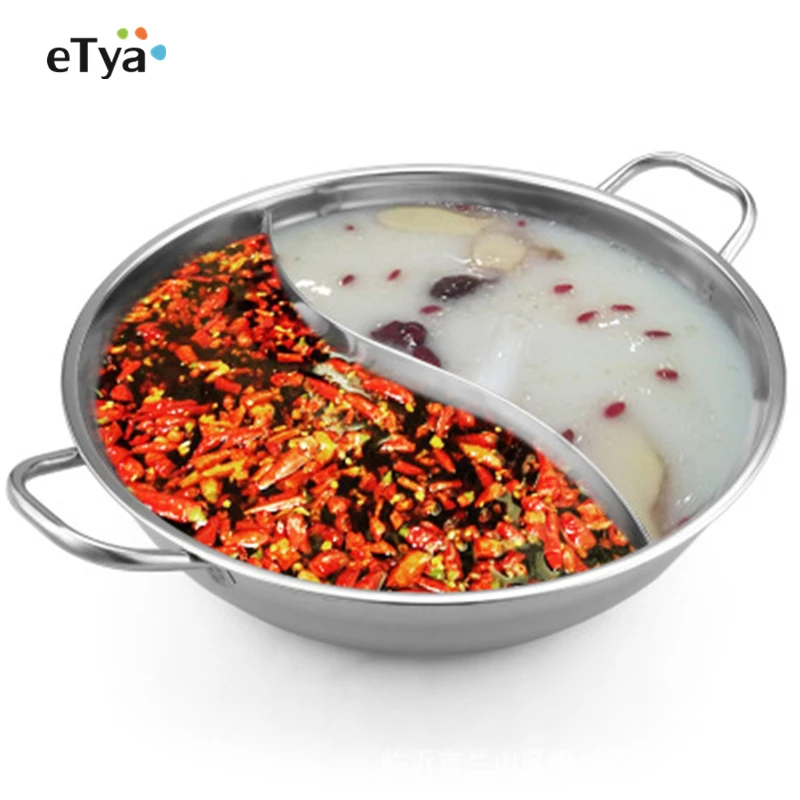 30cm/ 32cm/ 34cm Stainless Steel Mandarin Duck Pot 2 Grip chafing dish