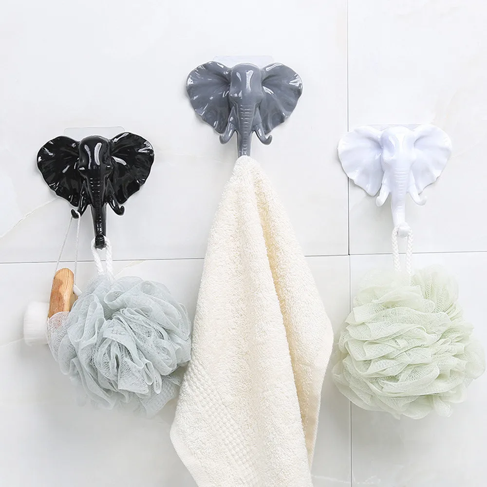 

Elephant Head Animal Self Clothing Display Racks Hook Coat Hanger Cap Show Door Wall Bag Keys Sticky Holder Room Decor^5