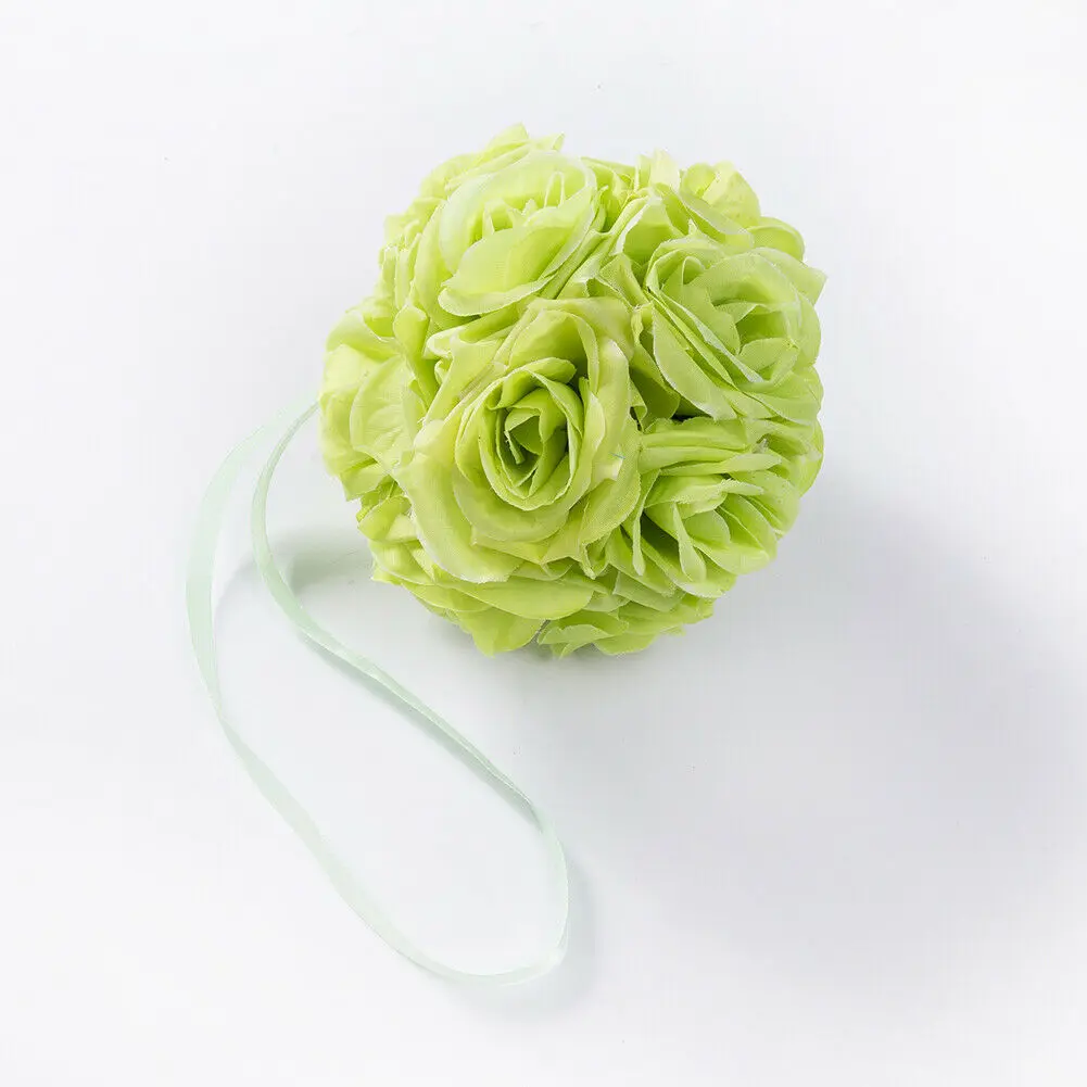 Свадебные декорации цветок целующийся шар Свадьба Шелковый канделябр вечерние Pomander подвесные украшения для вечеринки - Цвет: Зеленый