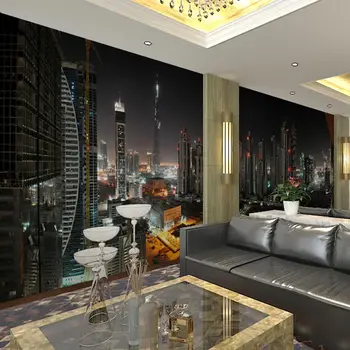 

Modern 3D Wall Papers City Night View Photo Wallpapers Mural Living Room Bedroom Home Decor Self Adhesive Vinyl / Silk Wallpaper