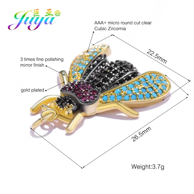 Ювелирные изделия Juya ручной работы, цветные циркониевые насекомое пчела, подвески, аксессуары для украшения, модные женские Украшения, изготовление - Окраска металла: 5 Pieces As Photo