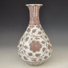 Античная Стиль подглазурная красный фарфоровая ваза для коллекции