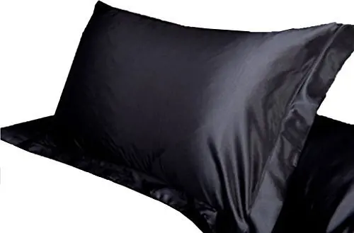 2 шт. чистый под шелк атлас наволочка одна подушка, разные цвета, Ретро стиль, 48*74 см - Цвет: Черный