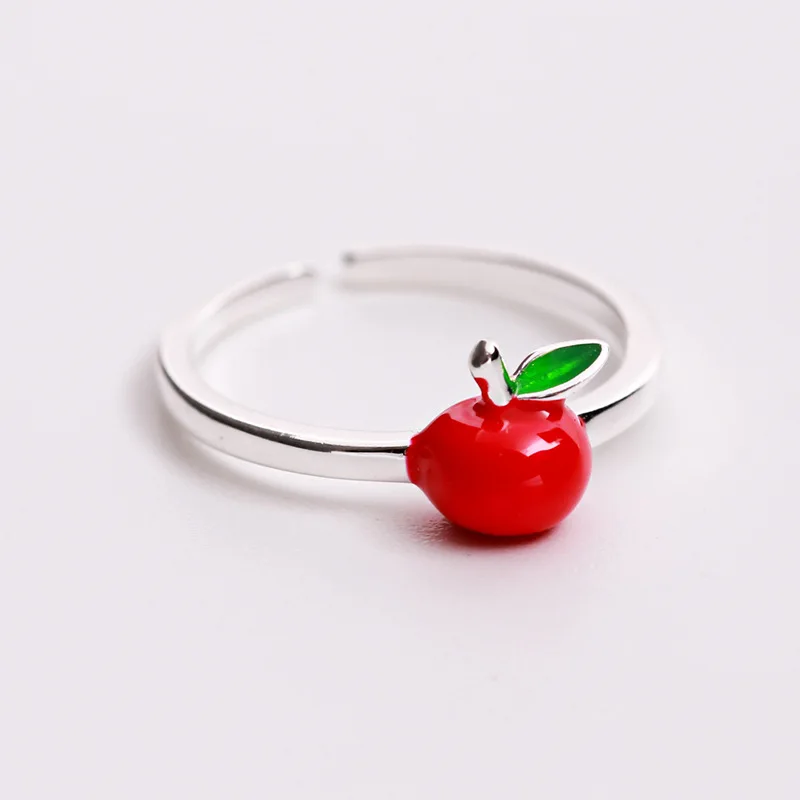 Мини Рождественский apple красные капли глазури Открытое кольцо 100% стерлингового