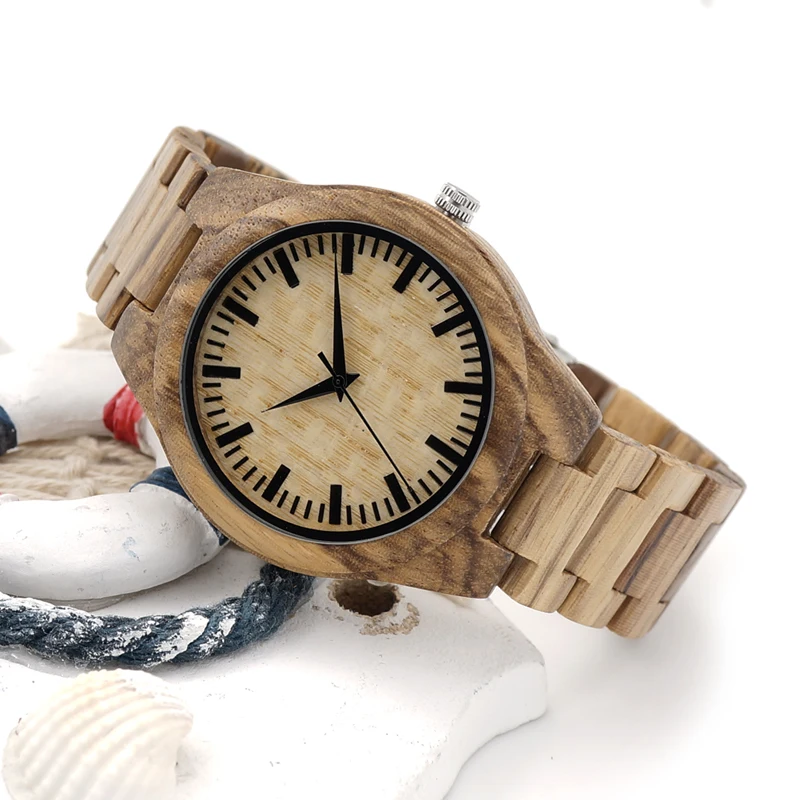 BOBO BIRD G23 Men Watches Simple Plate All Zebra Wood Watch Relogio Masculino