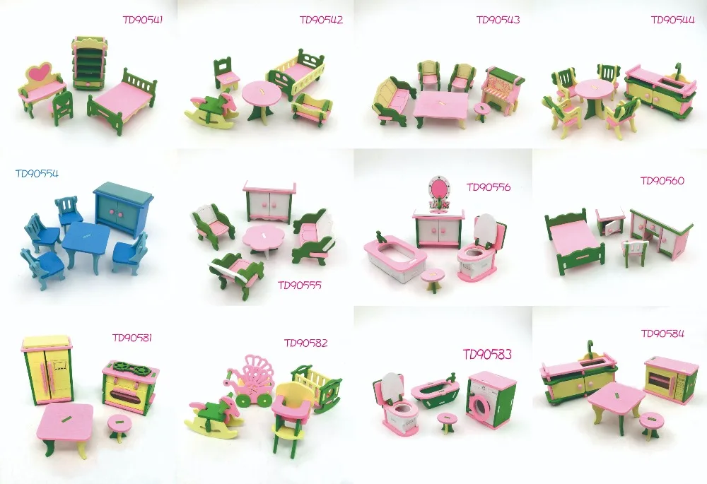Kid Wooden Pretend Play Furniture toy Doll Accessories Furniture Dolls House Miniature Bath Bed Living Room Children Toy Gift Kid Wooden Pretend Play Furniture toy Doll Accessories Furniture Dolls House Miniature Bath Bed Living Room Children Toy Gift