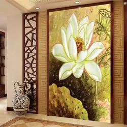 Beibehang персонализированные пользовательские обои HD имитация цвета резьбой небольшой в виде листка лотоса крыльцо фон декоративные картины