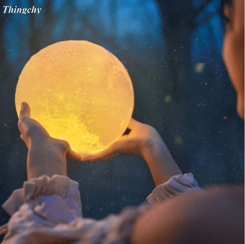

LED Night Light 3D Print Moon Lamp on/off switch Full Moonlight Portable Creative Baby Gift Lights For Home Decor