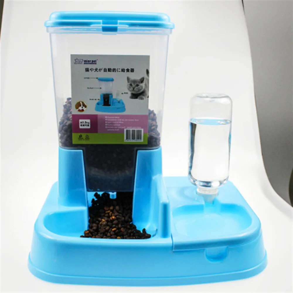 

Hateli Automatic Feeder Pet Dog Bowl Drinking Fountains Supplies Food Double Pet Bowl Feeder
