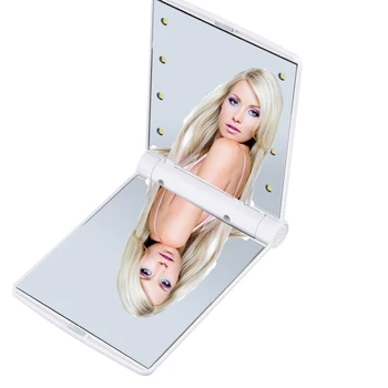 

Women Ultra-thin Make Up Pocket Mirror Cosmetic Rectangle Foldable Mirror with 8 LED Lights Makeup Tool Gift For Girl