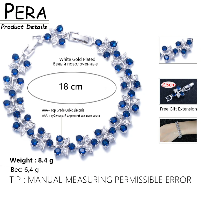 Zirconia Leaf Color Bracelet | Royal Blue Jewelry Women
