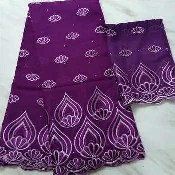 

purple Color 2019 African Lace Fabric Swiss Voile Lace 100% Cotton Fabric,French Lace Fabric Chiffon With Stones Embroidery