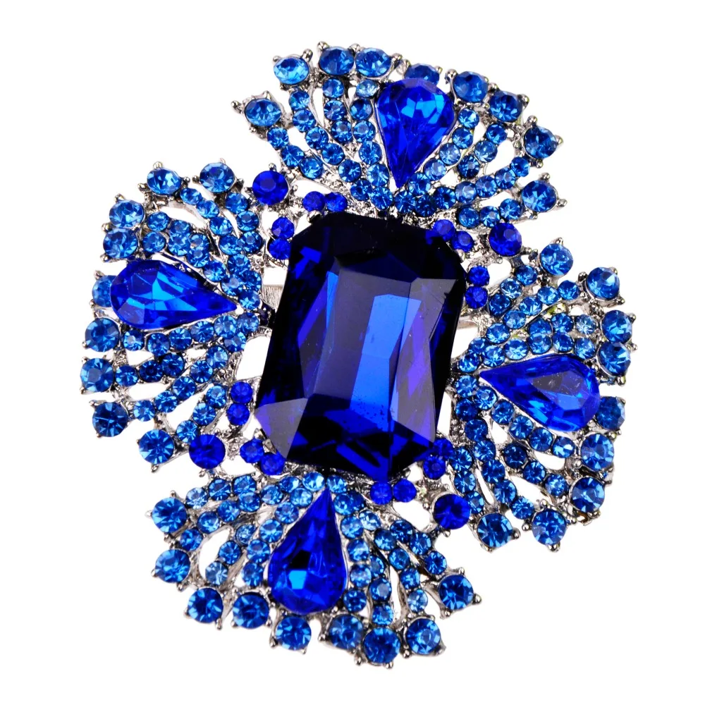 

Large Royal Blue Crystal Rhinestones Brooches Wedding Brooch Pins for Women Party Gifts BRO85