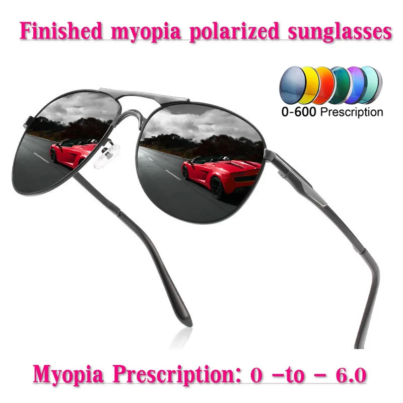 MINCL индивидуальный заказ близорукость минус рецепт близорукость Sungalsses покрытие черный для мужчин Классические Поляризационные солнечные очки пилота UV400NX - Цвет линз: black-gray lens-0