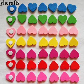 YHCRAFTS 100PCS/LOT.Wood heart star flower stickers Early