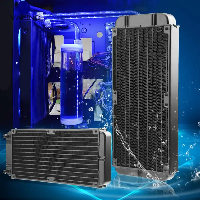 

VAKIND 240mm 12-Tube Aluminum Computer Water Cooling Radiator Heat Exchanger Heat Sink Heatsink With Screw For Laptop Desktop