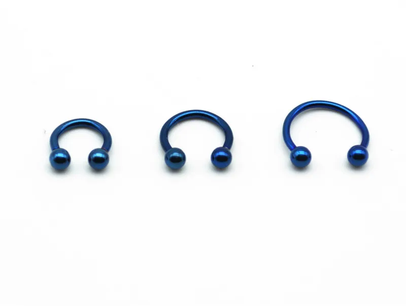 Blue Horseshoe 316L Surgical Steel Nose Labret Ear Piercing Hoop Ring Eyebrow Universal 16G 3