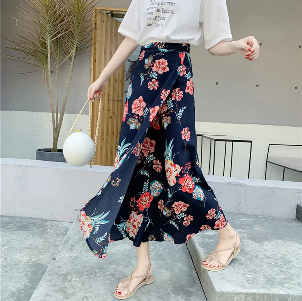 

New fashion Spring and Summer new style Beach skirt holiday skirt One-piece wrap skirt chiffon floral skirt