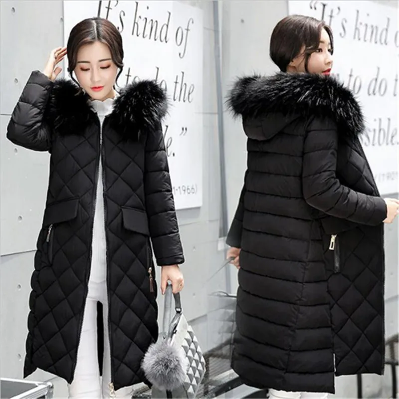 Et Matelassé Jacket 2017 Manteau green Chaud Black Dames À Parka Femmes De claret Split Manteaux Fourrure Vestes Long Mince Capuchon D'hiver qt01zt