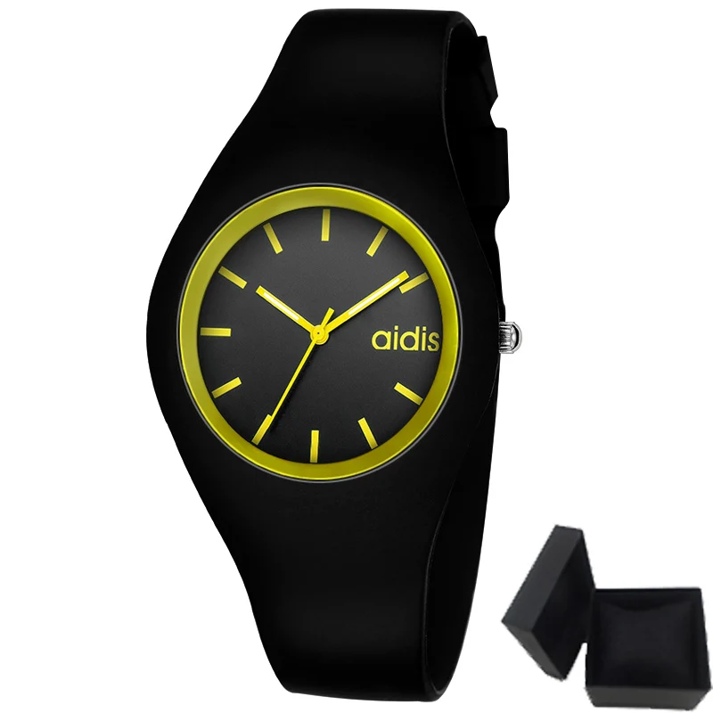 Мужские квадратные светодиодный часы для взрослых, электронные часы для пары с ремешком, мужские модные стильные Прочные часы - Цвет: Black Yellow