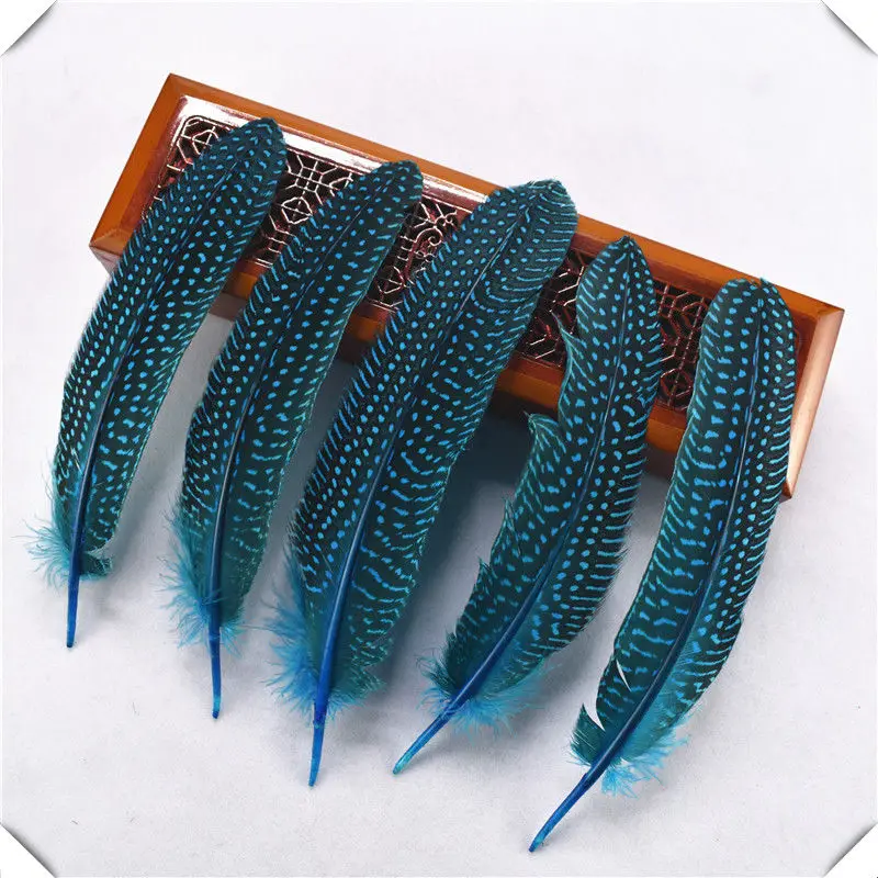 10 шт. перья из крыльев пятнистые морские перья 17-22 см декоративные перья для изготовления украшений Свадебные украшения перья для рукоделия - Цвет: Lake Blue
