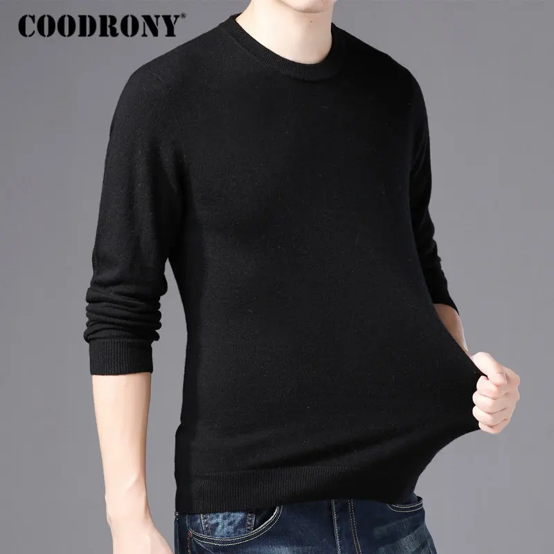 Бренд COODRONY, мужской свитер с круглым вырезом, для осени и зимы, чистая мериносовая шерсть, свитера, мягкий теплый кашемировый пуловер для мужчин 93001