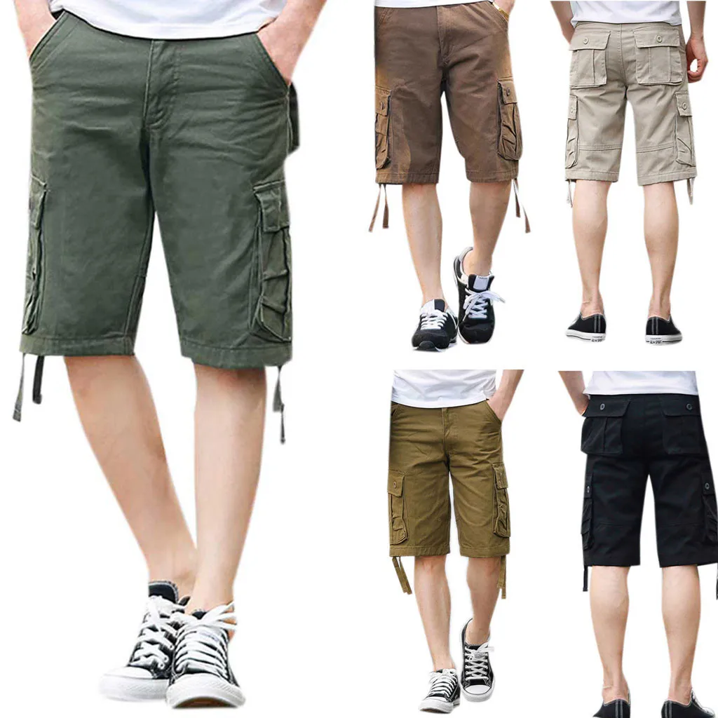 Комбинезоны Шорты мужские повседневные летние мужские шорты спортивные карманы на молнии мульти-комбинезоны с карманами шорты модные брюки L0319