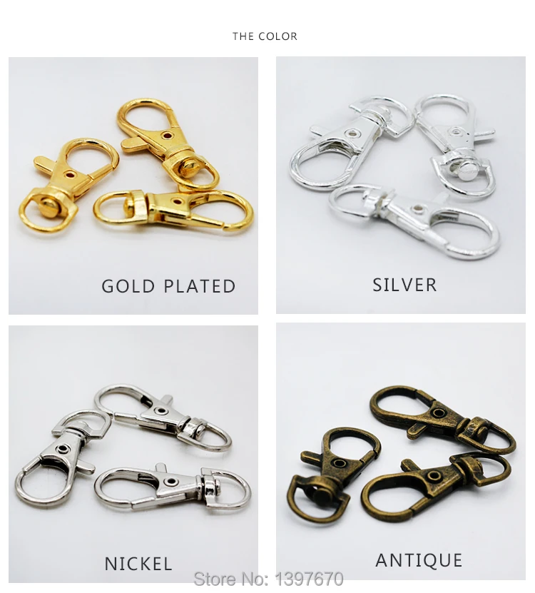 10p 36mm Gold Silver Key Ring Bag Key Fob Ring Keyring Swivel Trigger Clip Lobster Clasp Hook for Keychain Making lanyard Buckle