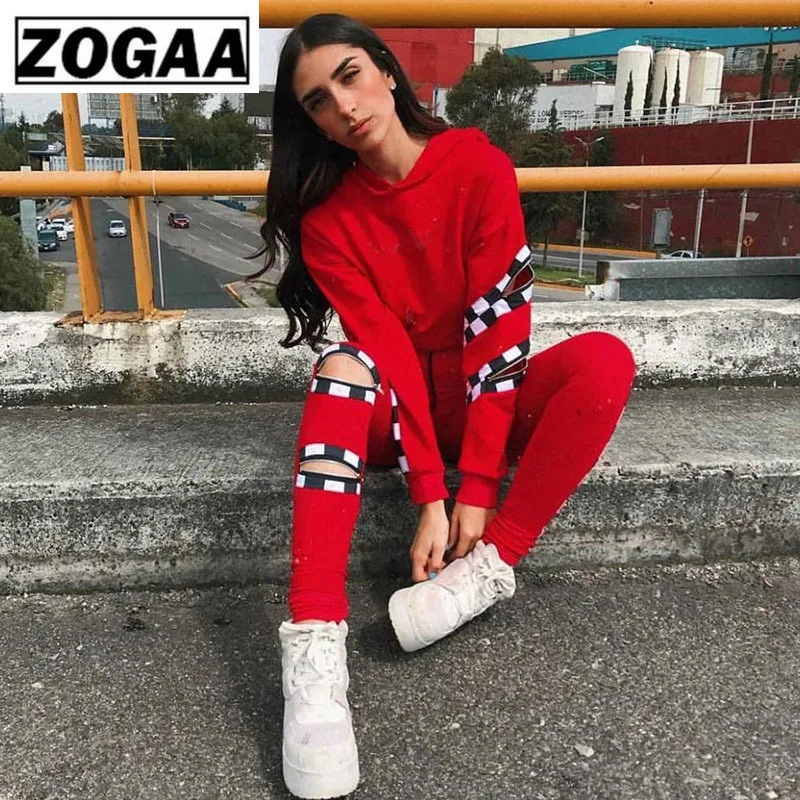 Весенне осенний женский костюм из 2 предметов для бега топы и штаны спортивный