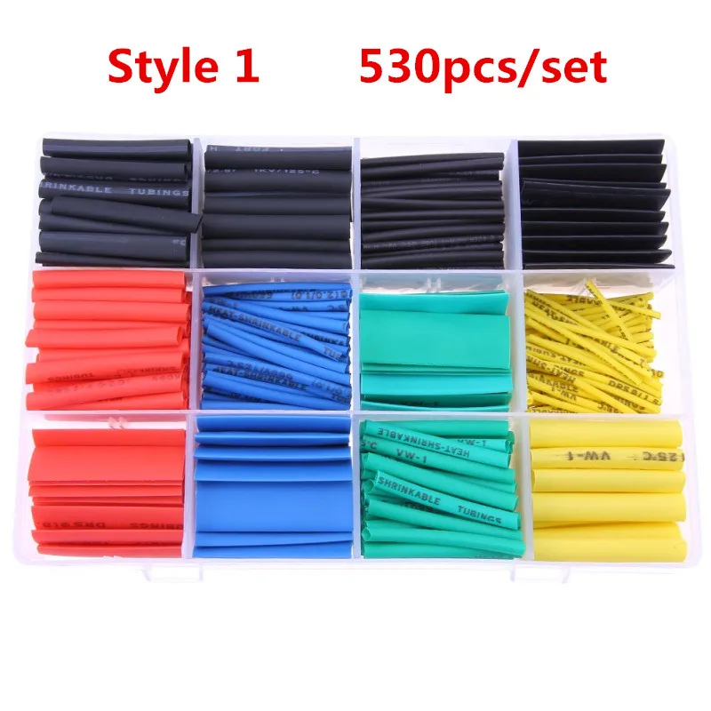 Details about   530Pc Heat Shrink Tubing Tube Sleeve Kit Car Electrical Assorted Cable Wire Wrap
