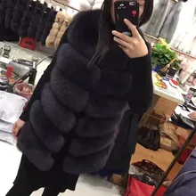 Jancoco Max 2017 Real Fur Vest Women Winter Soft Fox Fur Coat Lady Fashion Gilet S1671