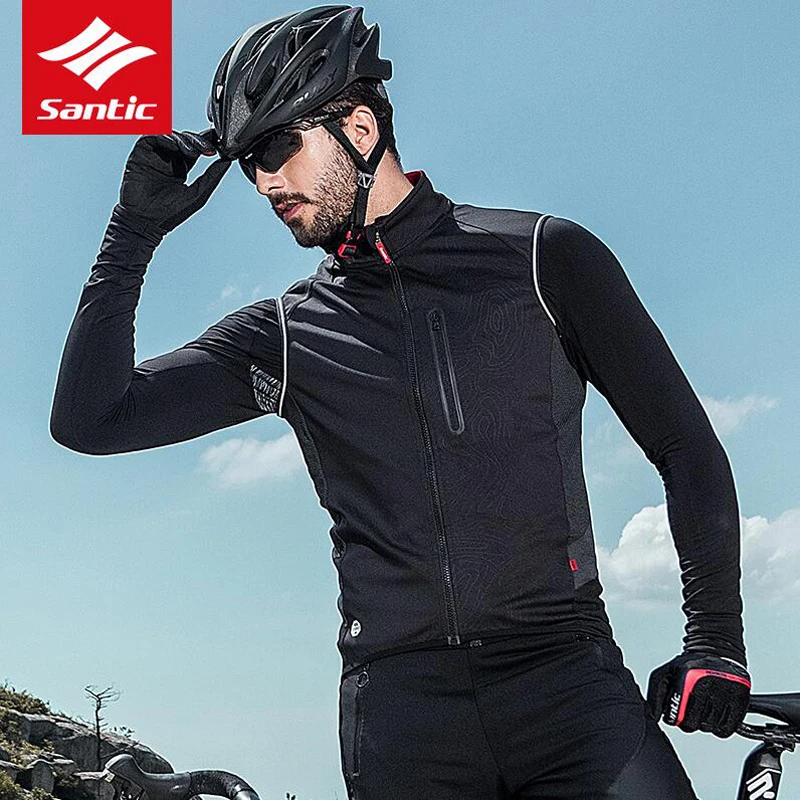 Santic весна осень мужской жилет для велоспорта ветрозащитный светоотражающий без рукавов анти-пот теплые куртки жилет для верховой езды жилет для шоссейного велосипеда