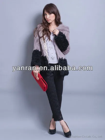 Sale To start the new Japanese furs Rabbit fur splicing lambs wool wholesale ms encryption braid hat fur coat 8