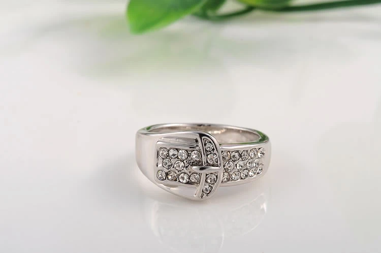 Fashion Pave Setting Rhinestone Belt Buckle Wedding Rings For Women/Girls Rose Gold Color Party Rings Jewelry crystal rings stone rings fashion rings gold rings wedding rings fashion ring finger rings metal rings