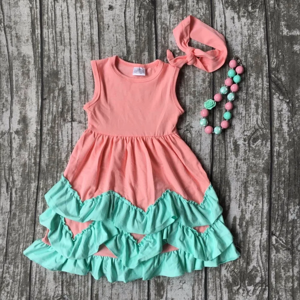new baby clothes girls summer hot sell sleeveless princess dress coral
