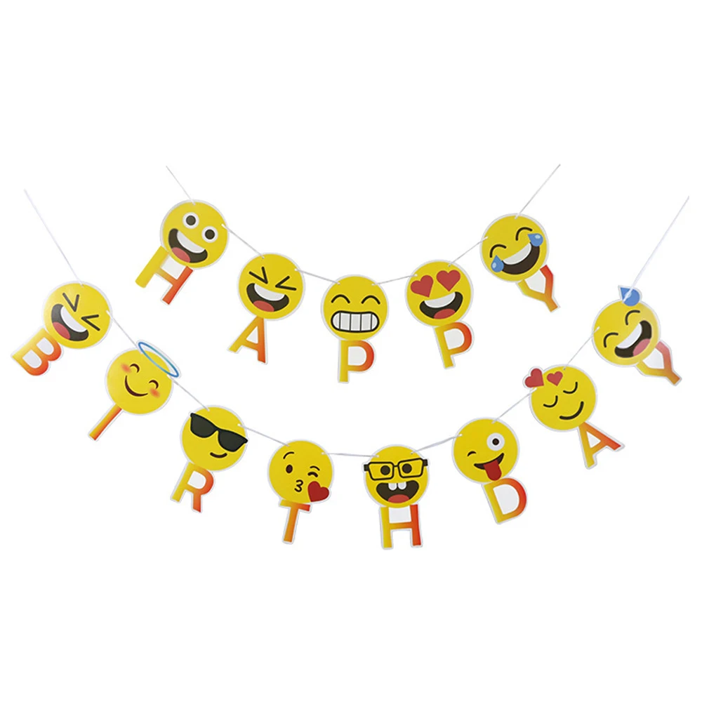 1 Set Smiley Face Emoji Happy Birthday Letters Banners Expression