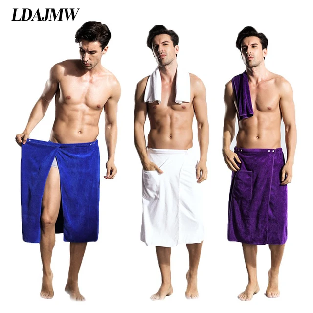 LDAJMW 2PCS/Set Men's Adult Wear Big Towel Than Pure Cotton Absorption Water Bath Skirt Towel Suit Bath Hotel Towels Washcloth