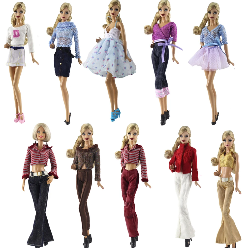 NK One Set Original Doll Dress MIni Skirt Colourful Party Gown For Barbie Original Doll Best Gift Doll Accessories Child Toy