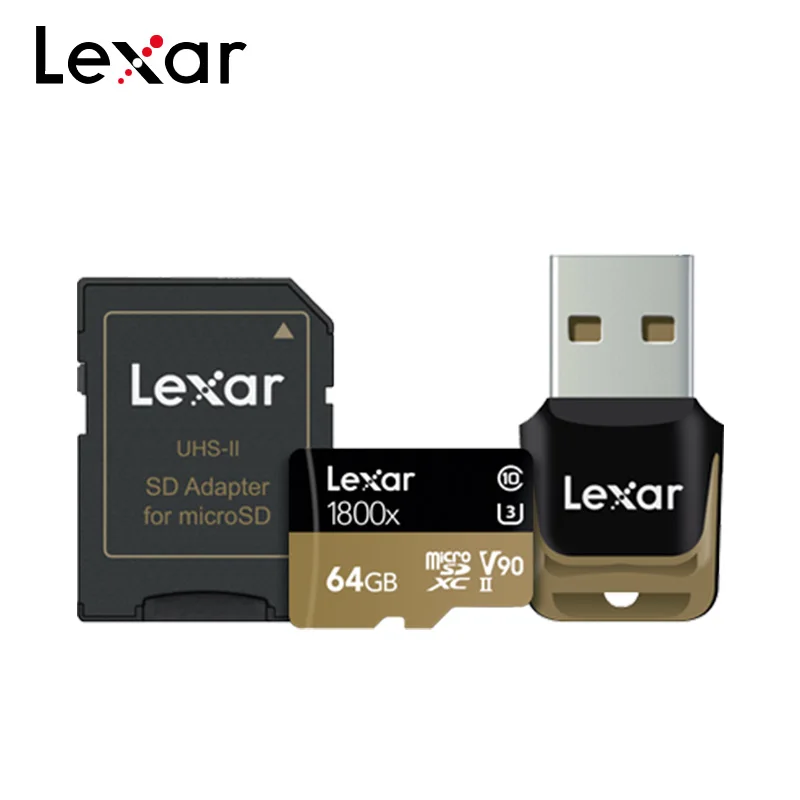 

Lexar Micro SD Card 64GB SDHC SDXC Card 32GB 1800x Professional Memory Card UHS-II Adapter For Drone Gopro Hero Sport Camcorder