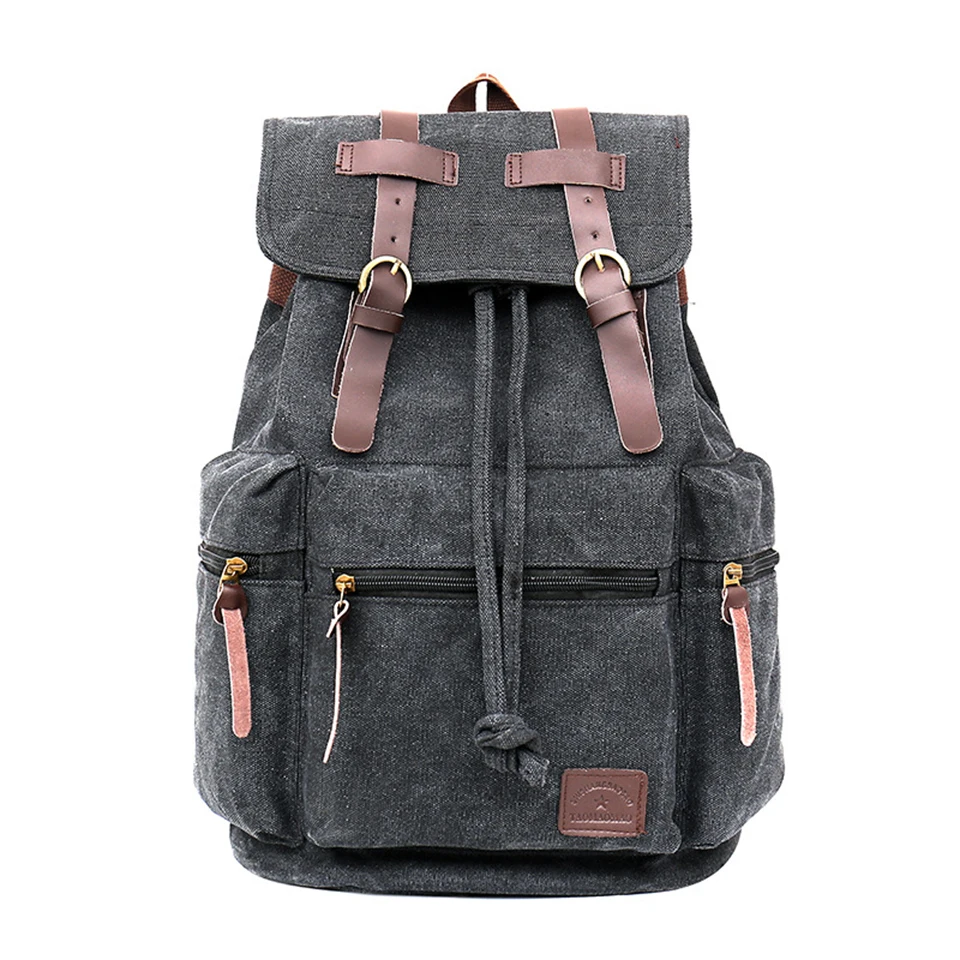 

College Student Bagpack High School Backpack Boys Men Canvas Laptop Backpacks Women Fashion Backpacking Travel Vintage Bags Pack