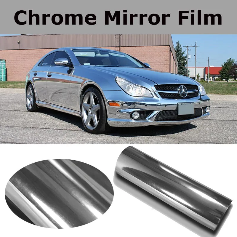 

Premium Stretchable Silver Mirror Chrome Vinyl Wrap Car Wrapping Film Chrome silver Foil Air Bubble Free Size:1.52*20M/Roll