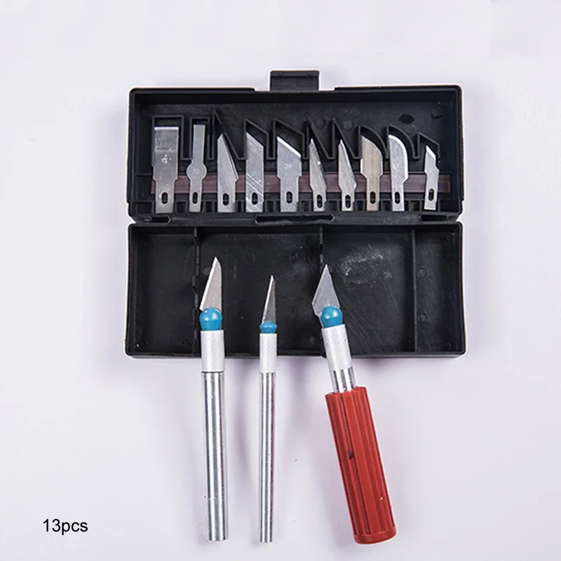 13 лезвий металлический нож для скальпеля Набор инструментов DIY поставки Нескользящие многофункциональные ручки нож s Полимерная глина с коробкой